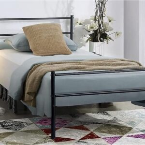 Cama individual metal BED-042 negro