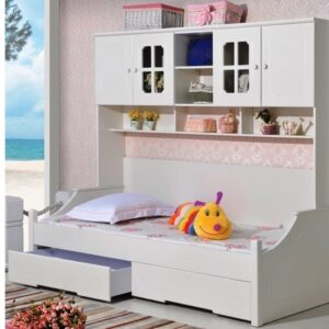 Cama niña con estante 108 blanco